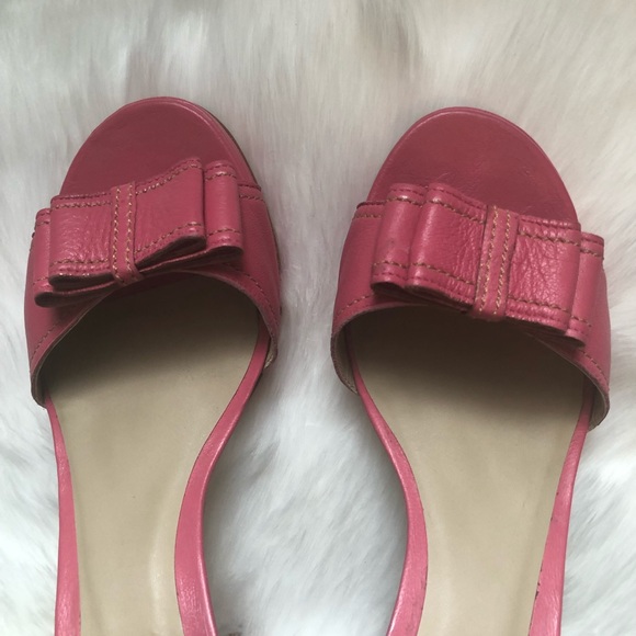 LENNY E CIA Pink Leather Bow Heeled Sandals/Heels - Picture 4 of 7